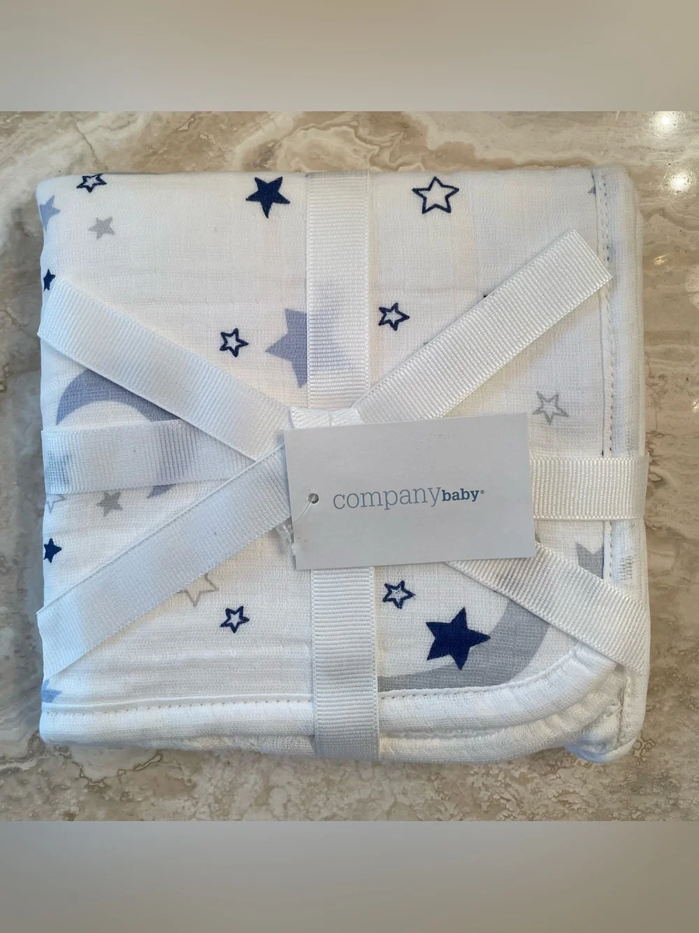 NWT Company Baby Moon&Star Muslin Organic Cotton Set Hooded Towel, 2 Washcloths